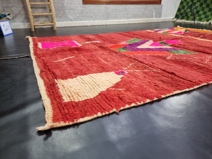 ARTISTIC BOUJAAD RUG, Moroccan Rug , Berber Rug, Abstract Rug, Red Rug, HandwovenRug, High Quality Wool Rug, Area Rug, Handwoven Rug