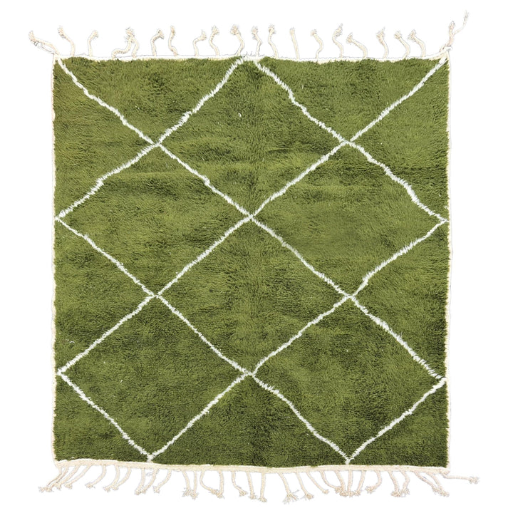 UNIQUE BENIOURAIN RUG, Handmade Rug , Green Moroccan Rug, Olive Green Rug, Beniourain Wool Rug, Geometric Rug, Handwoven Rug, Area Rug