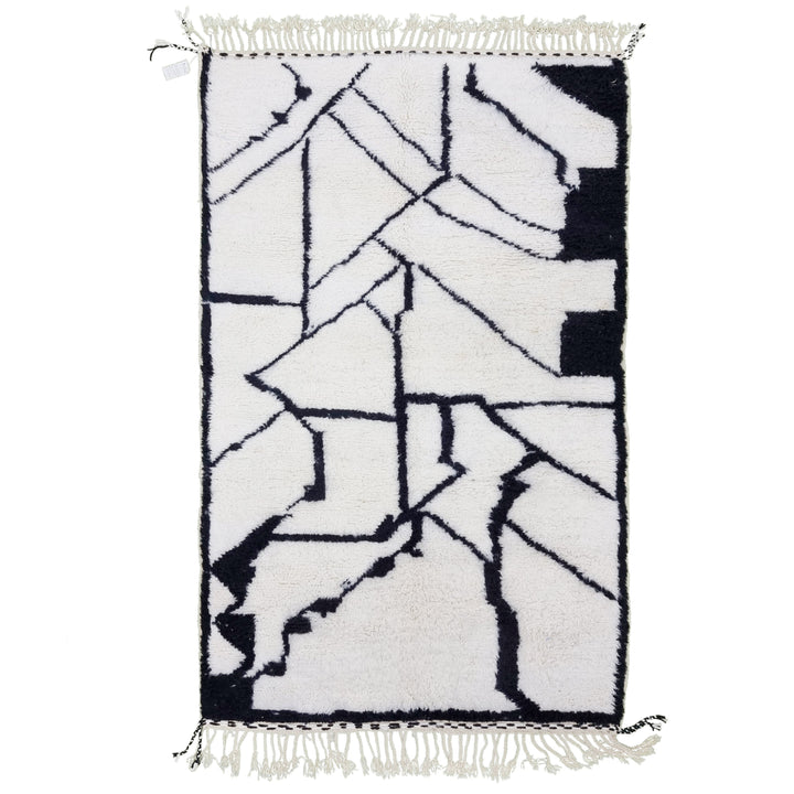 PRETTY BENIOURAIN RUG, Moroccan Rug , Black  White Rug, Tribal Rug, Berber Rug, Abstract Rug, Handwoven Rug, Winter Rug, Area Wool Rug