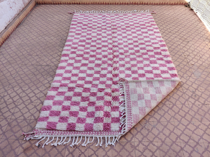 Moroccan pink rug Flat woven kilim Custom rug Moroccan area rug WoolBerber rug  Beni ourain rug   Freeshipping