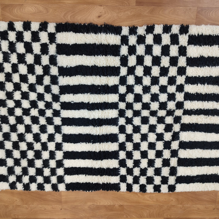 Black and white Checkered area runner, Moroccan Berber checkered rug, Checkerboard Runner, Checkered Runner, checkered runner rug