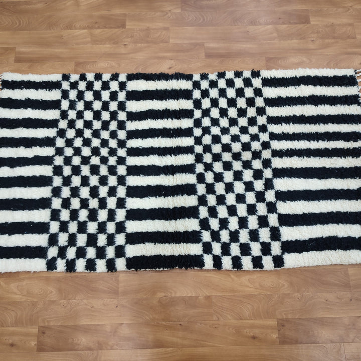 Black and white Checkered area runner, Moroccan Berber checkered rug, Checkerboard Runner, Checkered Runner, checkered runner rug