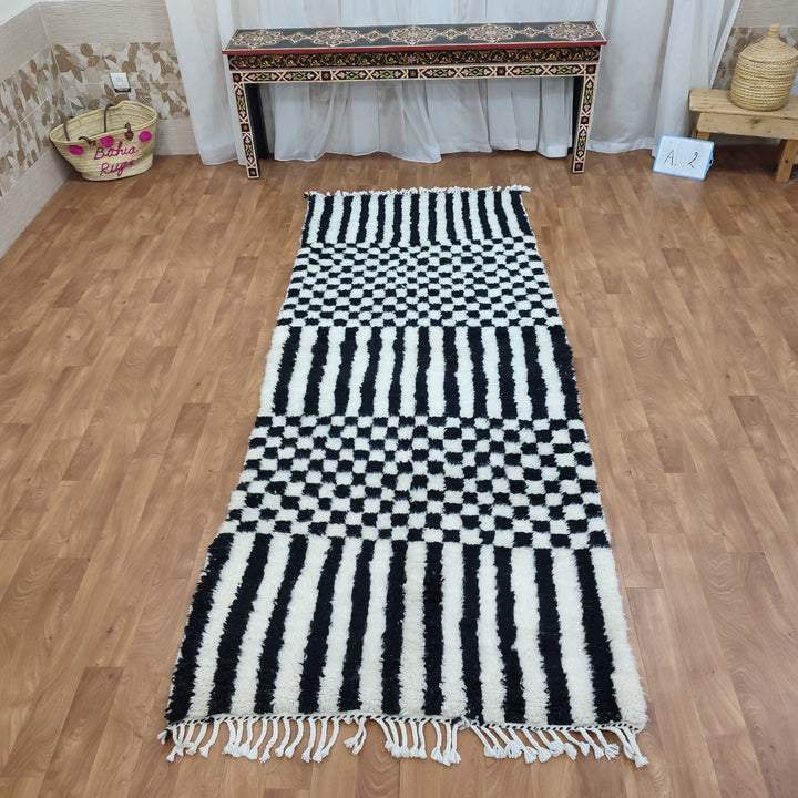 Black and white Checkered area runner, Moroccan Berber checkered rug, Checkerboard Runner, Checkered Runner, checkered runner rug