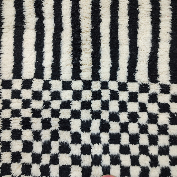 Black and white Checkered area runner, Moroccan Berber checkered rug, Checkerboard Runner, Checkered Runner, checkered runner rug