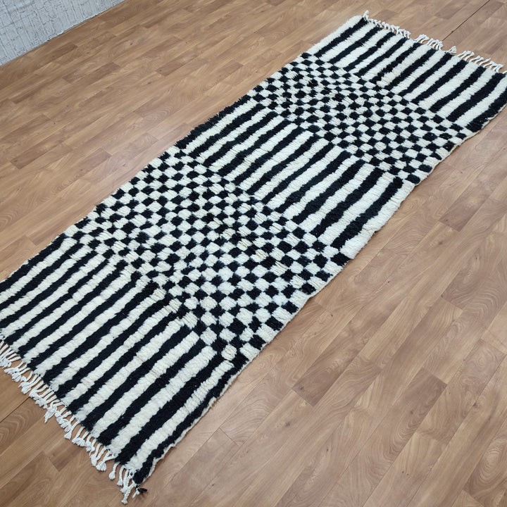 Black and white Checkered area runner, Moroccan Berber checkered rug, Checkerboard Runner, Checkered Runner, checkered runner rug