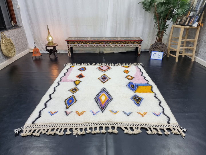 ARTISTIC BENIOURAIN RUG, Handmade Rug , Moroccan Rug, Multicolor Rug, Berber Rug, Geometric Rug, Handwoven Rug, Area Rug, Winter Rug