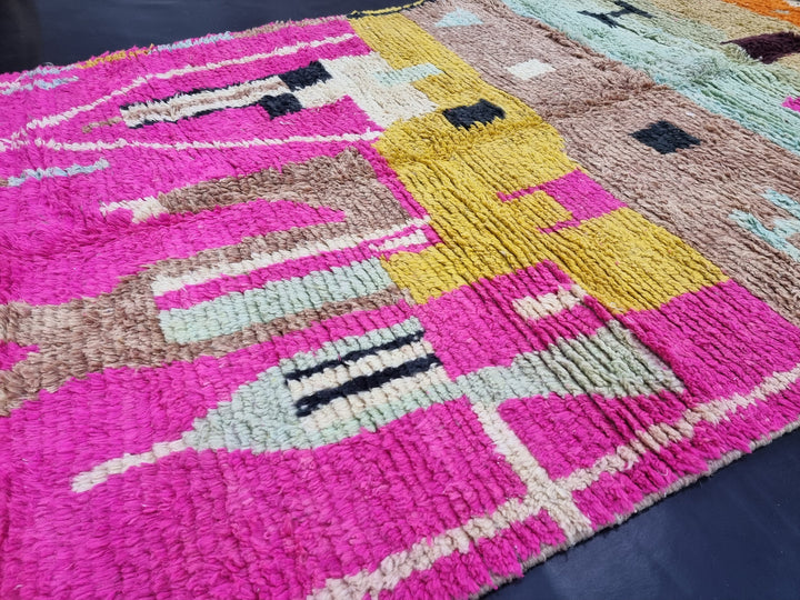 amazing boujaad rug, moroccan rug , winter wool rug, abstract rug, pink tribal rug, handmade  rug, berber rug, boujad area rug