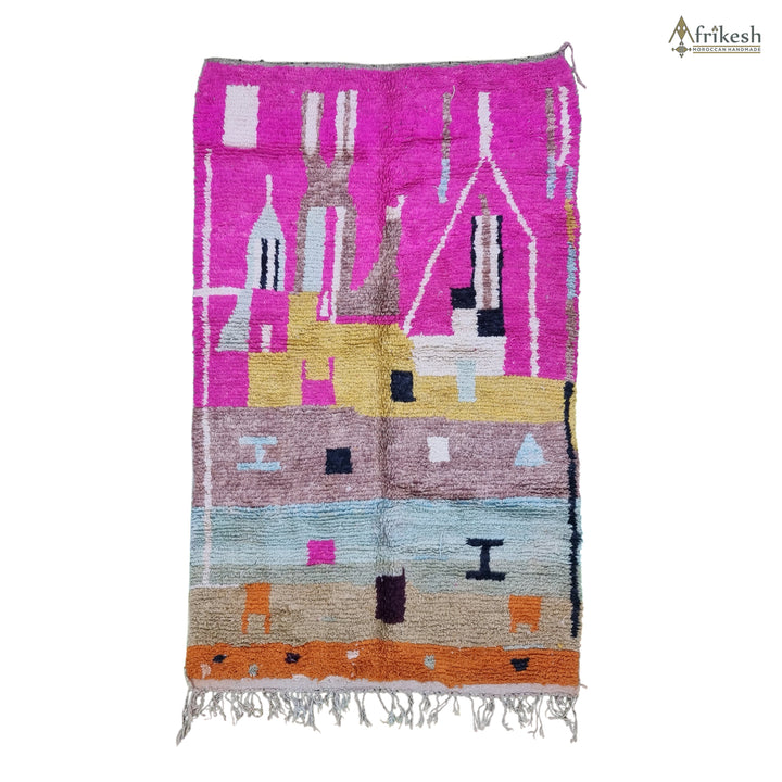 amazing boujaad rug, moroccan rug , winter wool rug, abstract rug, pink tribal rug, handmade  rug, berber rug, boujad area rug