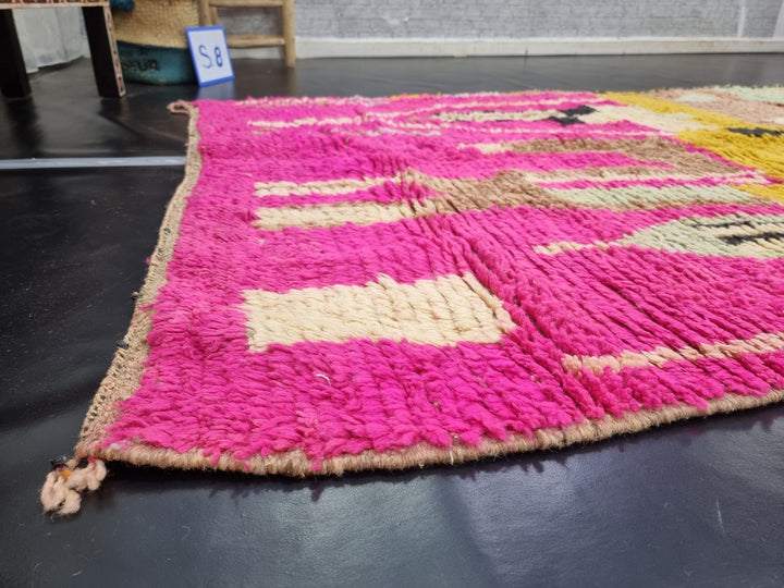 amazing boujaad rug, moroccan rug , winter wool rug, abstract rug, pink tribal rug, handmade  rug, berber rug, boujad area rug