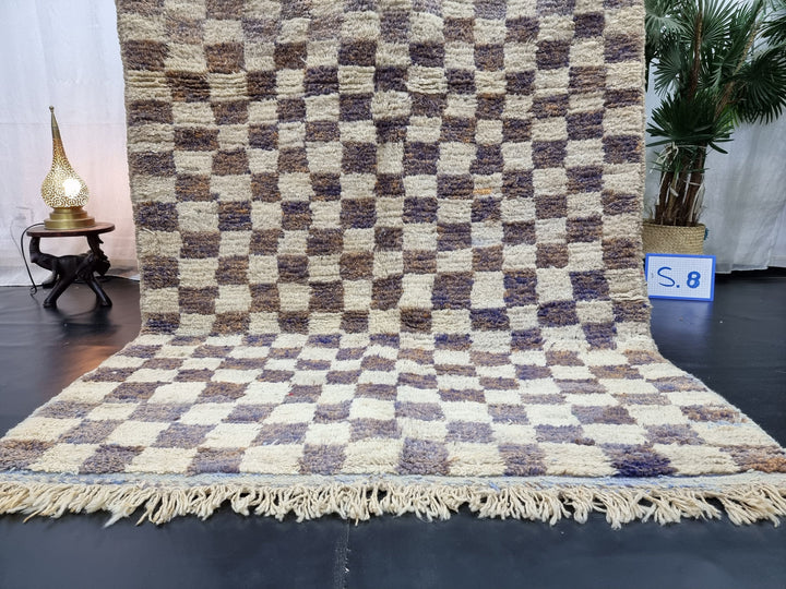 ARTISTIC MOROCCAN RUG, Moroccan Boujaad Rug , Faded Amethyst Purple Boujad rug, Checker Rug, MoroccanRug, Checkereboard Rug, Berber Rug