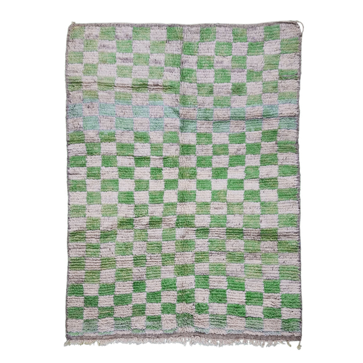 GREEN MOROCCAN RUG, Moroccan Boujaad Rug , Green Pea Boujad rug, Checker Rug, MoroccanRug, Checkereboard Rug, Berber Rug, Area Rug