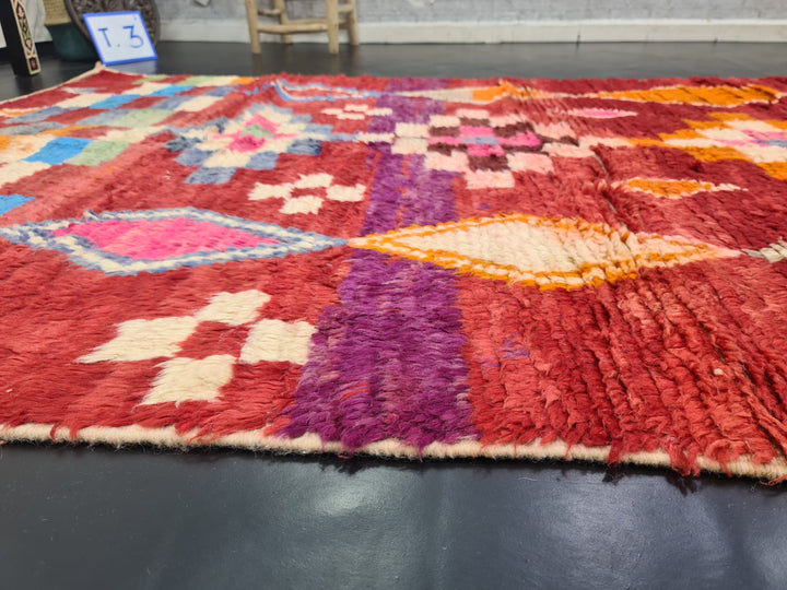 gorgeous boujad rug,  moroccan rug , berber rug, geometric  checkeredrug, red rug, handwovenrug, winter rug, area wool rug