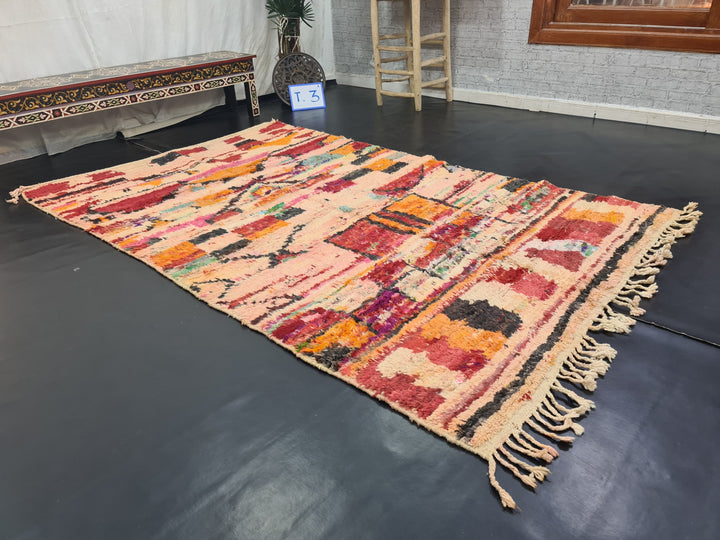 artistic boujad rug,  moroccan rug , berber wool rug, abstract wool rug, red wool rug, handwoven rug, winter rug, area wool rug