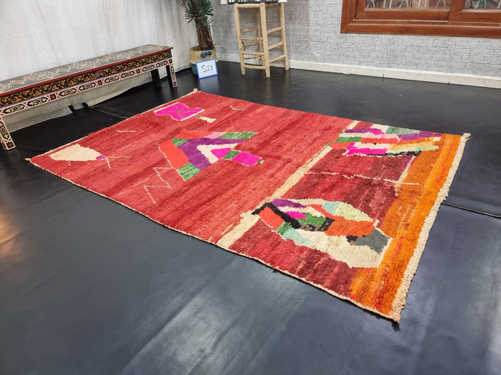 ARTISTIC BOUJAAD RUG, Moroccan Rug , Berber Rug, Abstract Rug, Red Rug, HandwovenRug, High Quality Wool Rug, Area Rug, Handwoven Rug