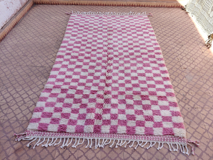 Moroccan pink rug Flat woven kilim Custom rug Moroccan area rug WoolBerber rug  Beni ourain rug   Freeshipping