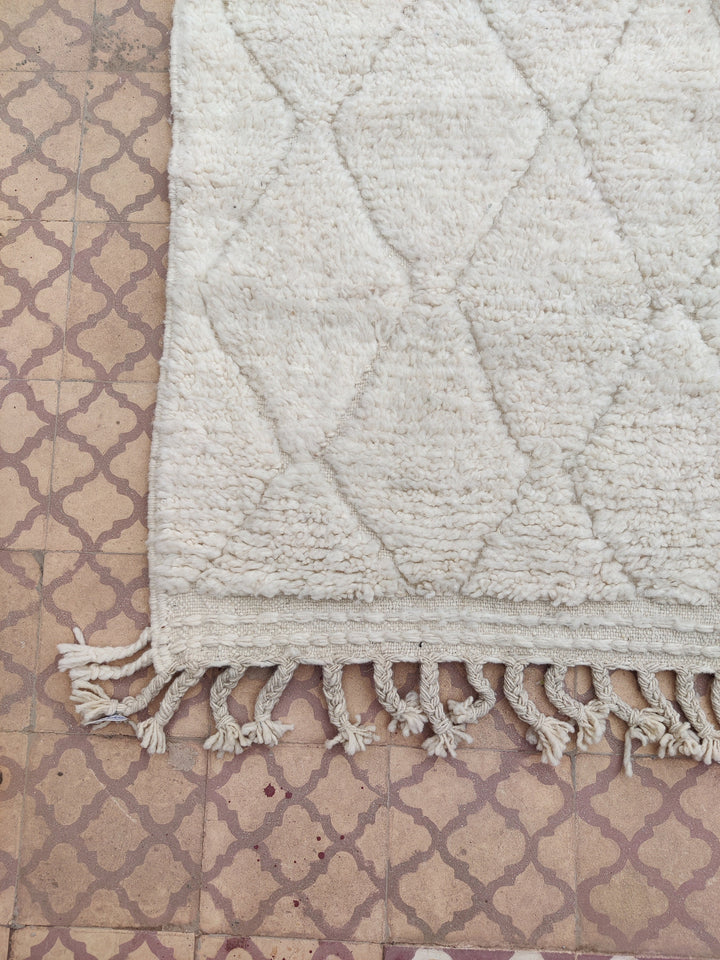 Moroccan Ivory White Wool Shag Hand Knotted Boho Rug, Beni Ourain Berber, Berber carpet, teppich , moroccan rug