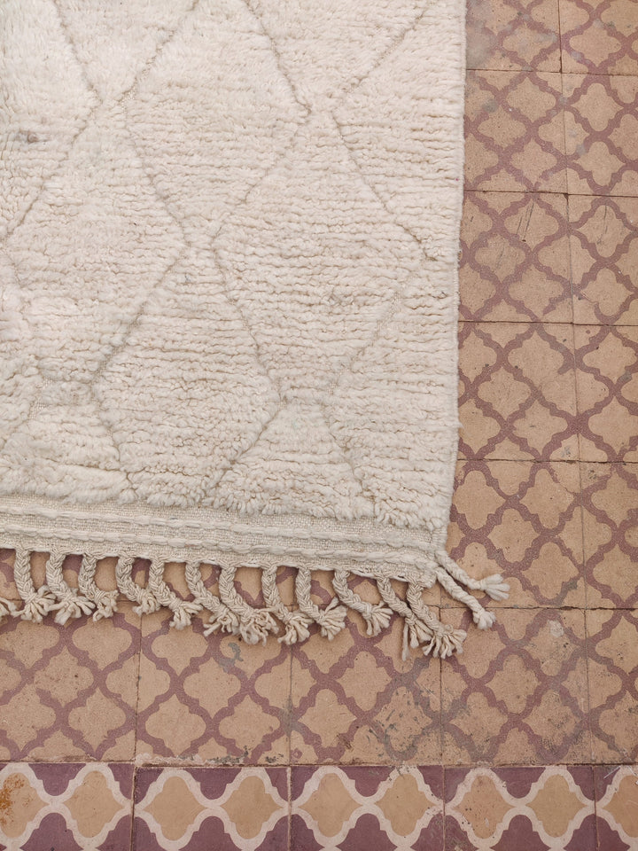 Moroccan Ivory White Wool Shag Hand Knotted Boho Rug, Beni Ourain Berber, Berber carpet, teppich , moroccan rug