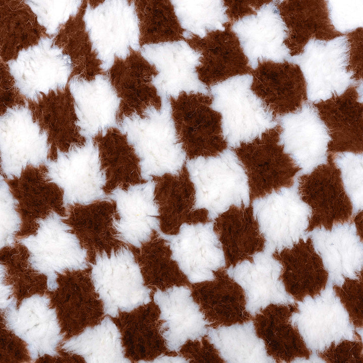 Brown and White Checkered Rug, Moroccan Rug, Shag Rug, Beni Ourain Rug, Checkerboard Rug, Area Rug , Bedroom Rug