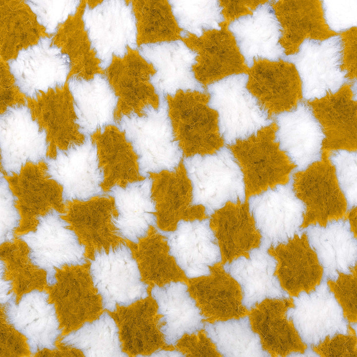 Custom Yellow Moroccan Beni Ourain checkered rug