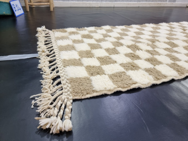 AMAZING BENIOURAIN RUG, Moroccan Handmade Rug , Beige Rug, Berber Wool Rug, Berber Rug, Checkered Rug, Berber Rug, Handwoven Area Rug