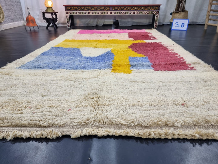 VIBRANT BOUJAD RUG, Moroccan Rug , Soft Colored Rug, Abstract Rug, Handwoven Wool Rug, Pink and Beige Wool Rug, High Quality Wool Rug