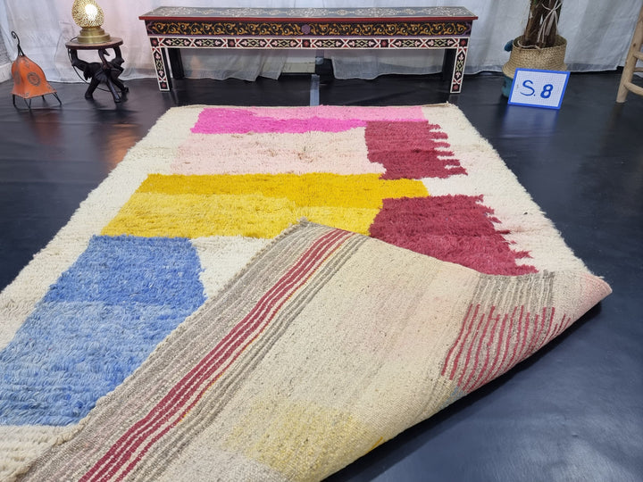 VIBRANT BOUJAD RUG, Moroccan Rug , Soft Colored Rug, Abstract Rug, Handwoven Wool Rug, Pink and Beige Wool Rug, High Quality Wool Rug