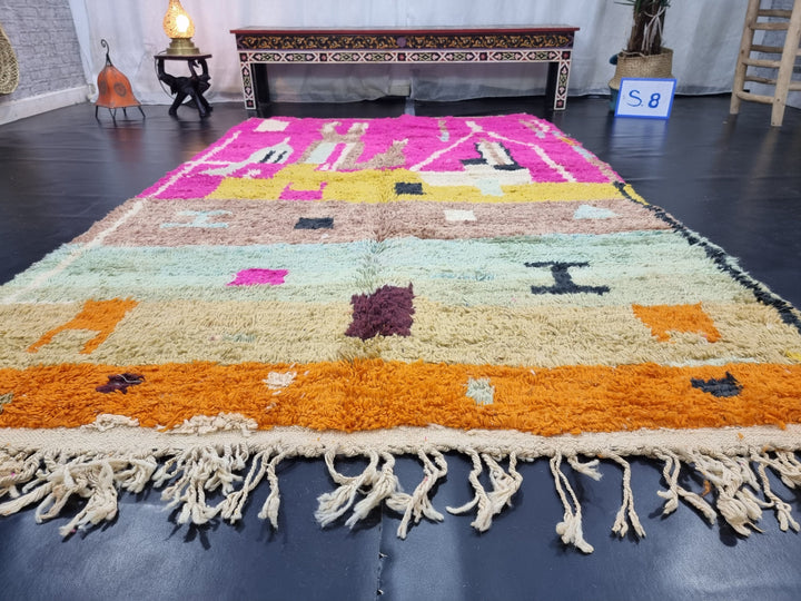 amazing boujaad rug, moroccan rug , winter wool rug, abstract rug, pink tribal rug, handmade  rug, berber rug, boujad area rug