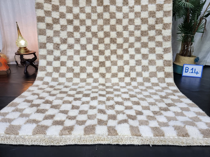 STUNNING BENIOURAIN RUG, Moroccan Handmade Rug , Beige Rug, Berber Wool Rug, Berber Rug, Checkered Rug, Berber Rug, Handwoven Area Rug