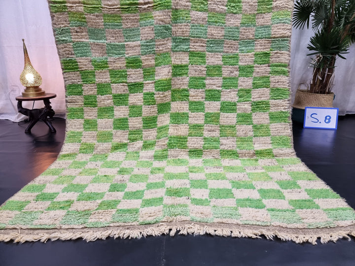 GREEN MOROCCAN RUG, Moroccan Boujaad Rug , Green Pea Boujad rug, Checker Rug, MoroccanRug, Checkereboard Rug, Berber Rug, Area Rug