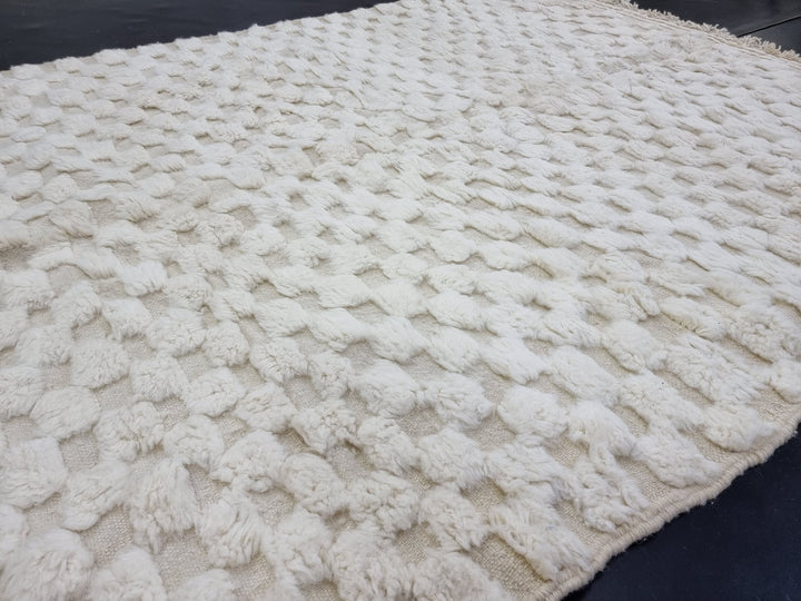 STUNNING BENIOURAIN RUG, Moroccan Handmade Rug , White Rug, Berber Wool Rug, Berber Rug, Checkered Rug, Berber Rug, Handwoven Area Rug