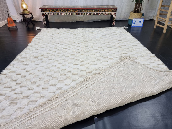 STUNNING BENIOURAIN RUG, Moroccan Handmade Rug , White Rug, Berber Wool Rug, Berber Rug, Checkered Rug, Berber Rug, Handwoven Area Rug