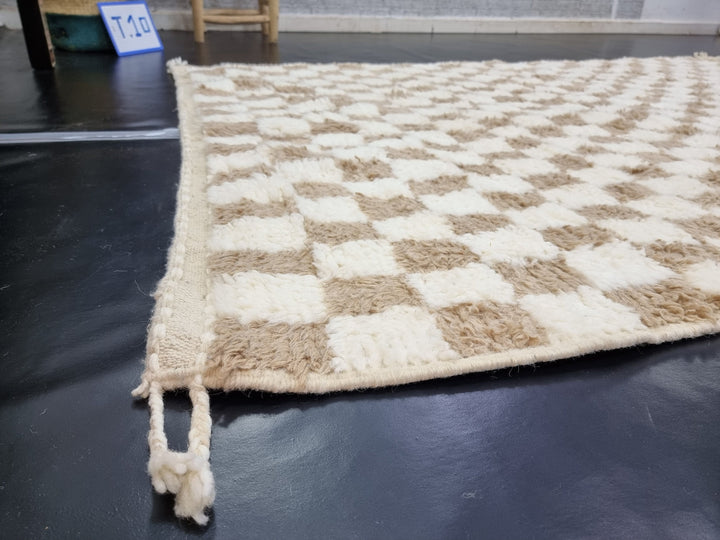 STUNNING BENIOURAIN RUG, Moroccan Handmade Rug , Beige Rug, Berber Wool Rug, Berber Rug, Checkered Rug, Berber Rug, Handwoven Rug