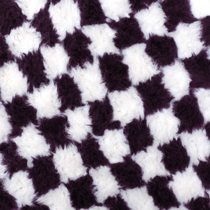 Beni ourain checkered rug  Purple and White checkered area rug for bedroom