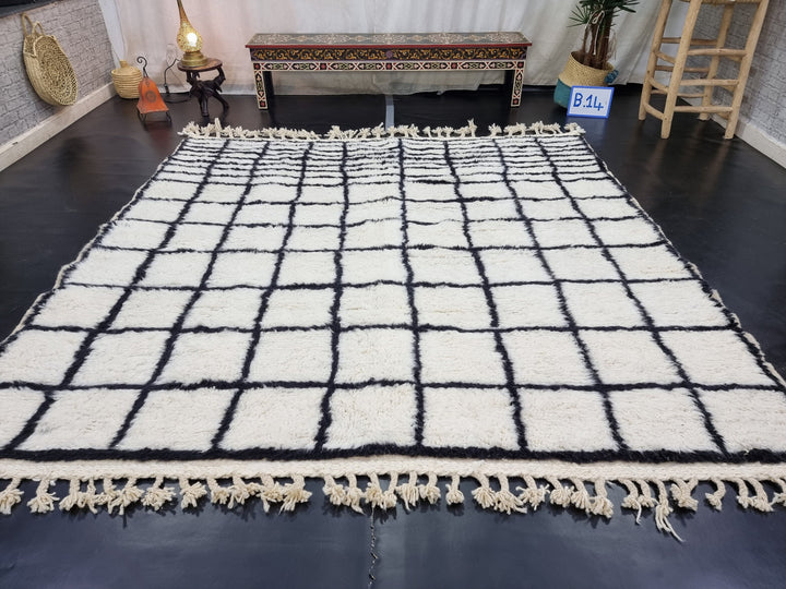 AMAZING BENIOURAIN RUG, Moroccan Handmade Rug , Black and white Rug, Berber Wool Rug, Berber Rug,Checkered Rug, Berber Rug, Handwoven Rug