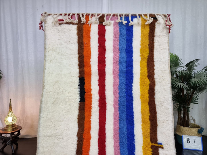 AMAZING BENIOURAIN RUG, Moroccan Rug , Colorful Rug, Striped Rug, Handmade Rug, Handwoven Rug, Area Rug, Bohemian Rug, Funky Wool Rug