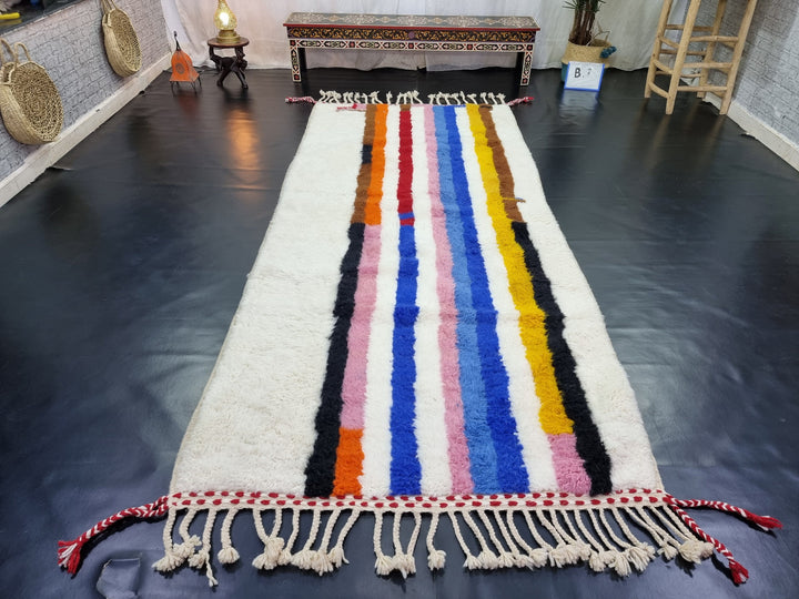 AMAZING BENIOURAIN RUG, Moroccan Rug , Colorful Rug, Striped Rug, Handmade Rug, Handwoven Rug, Area Rug, Bohemian Rug, Funky Wool Rug