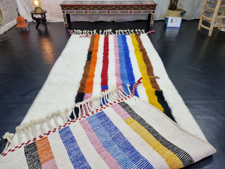 AMAZING BENIOURAIN RUG, Moroccan Rug , Colorful Rug, Striped Rug, Handmade Rug, Handwoven Rug, Area Rug, Bohemian Rug, Funky Wool Rug