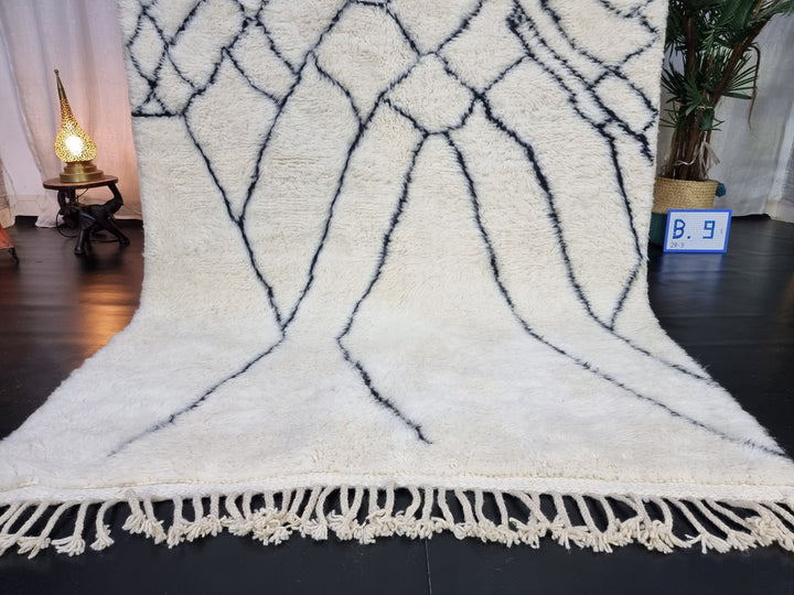 PRETTY BENIOURAIN RUG, Moroccan Handmade Rug , White And Black Rug, Abstract Rug, Berber Rug, Handmade Rug, Handwoven Wool Rug, Area Wool