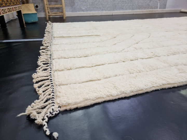 STUNNING WOOL RUG, Moroccan Handmade Wool Rug, One of kind Off White Rug For Your Living Room, Striped Tued Rug, Handwocen Area Carpet