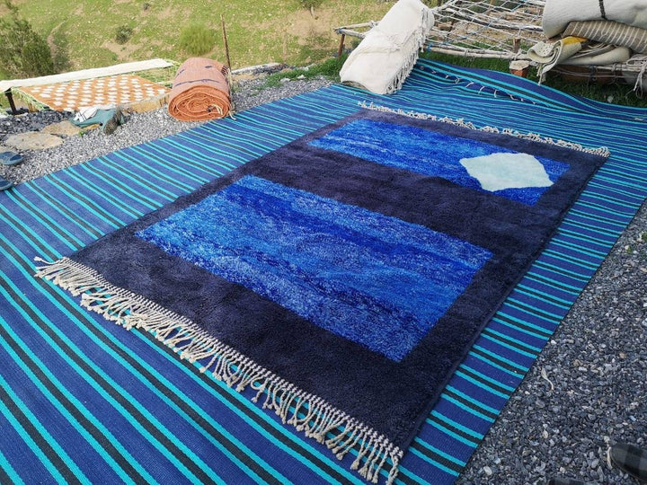 Moroccan Mrirt rug, Custom rug, Shag rug, Blue rug,High quality rug, Abstract rug, Berberrug, Beniouarain rug, Wool rug, Autentic Beniourain