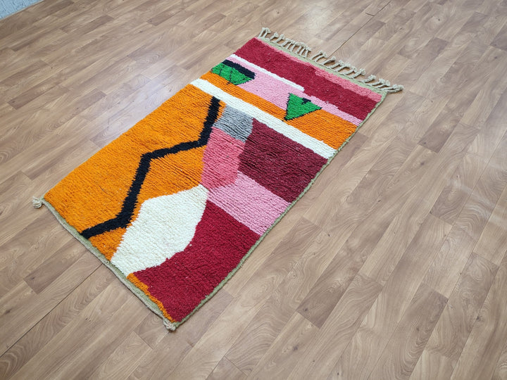 Authentic Moroccan Rug, Vibrant Boujaad Rug, Azilal rug, Bright Colored Rug, Abstract Carpet, Handmade Rug, Bohemian Rug, Tapis Marocain