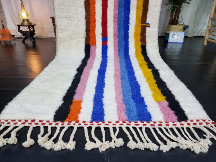 AMAZING BENIOURAIN RUG, Moroccan Rug , Colorful Rug, Striped Rug, Handmade Rug, Handwoven Rug, Area Rug, Bohemian Rug, Funky Wool Rug