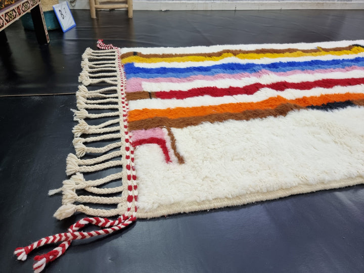 AMAZING BENIOURAIN RUG, Moroccan Rug , Colorful Rug, Striped Rug, Handmade Rug, Handwoven Rug, Area Rug, Bohemian Rug, Funky Wool Rug