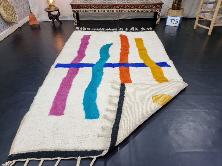 UNIQUE BENIOURAIN RUG, Moroccan Rug, Colorful Rug, Striped Rug, Handmade Rug, Handwoven Rug, Area Rug, Bohemian Rug, Funky Rug, Boho Rug