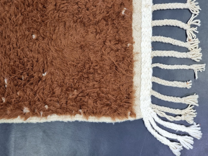 AMAZING BENIOURAIN RUG, Moroccan Wool Rug, Brown Rug, Abstract Rug, Handmade Rug, Handwoven Rug, Area Rug, Bohemian Rug, Plain Rug, Wool Rug