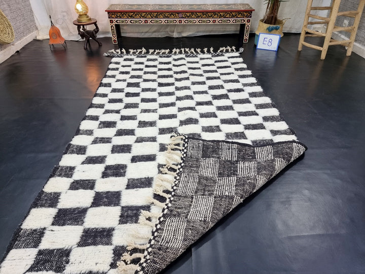 STUNNING MOROCCAN RUG, Beniourain Rug , Black  White Rug, Checkered Rug, Handmade Rug, Area Rug, Handwoven Rug, Berber Rug, Boho Rug