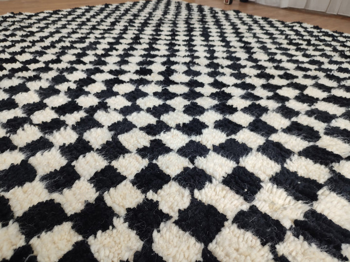 Moroccan Rug, Checker black and white Rug, Custom Rug Handmade Rug, Beni Ourain Rug, Tribal Berber Rug, Authentic Checkered Carpet, Soft Rug