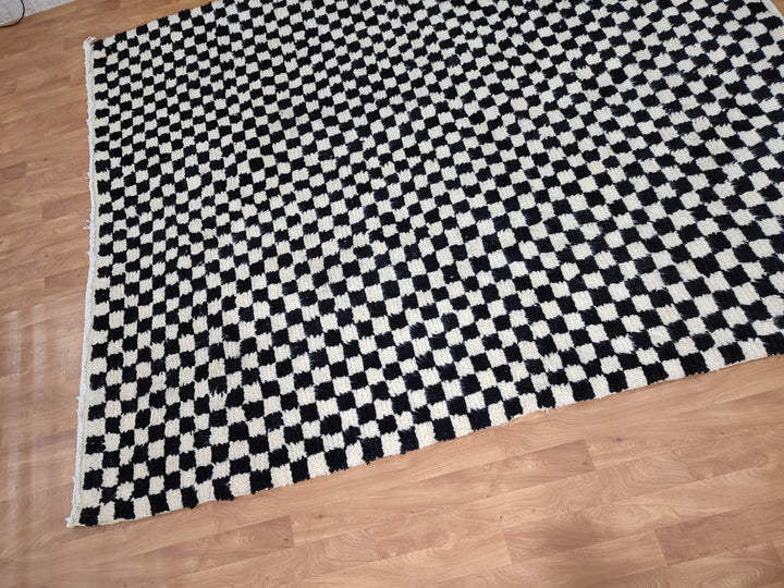 Moroccan Rug, Checker black and white Rug, Custom Rug Handmade Rug, Beni Ourain Rug, Tribal Berber Rug, Authentic Checkered Carpet, Soft Rug