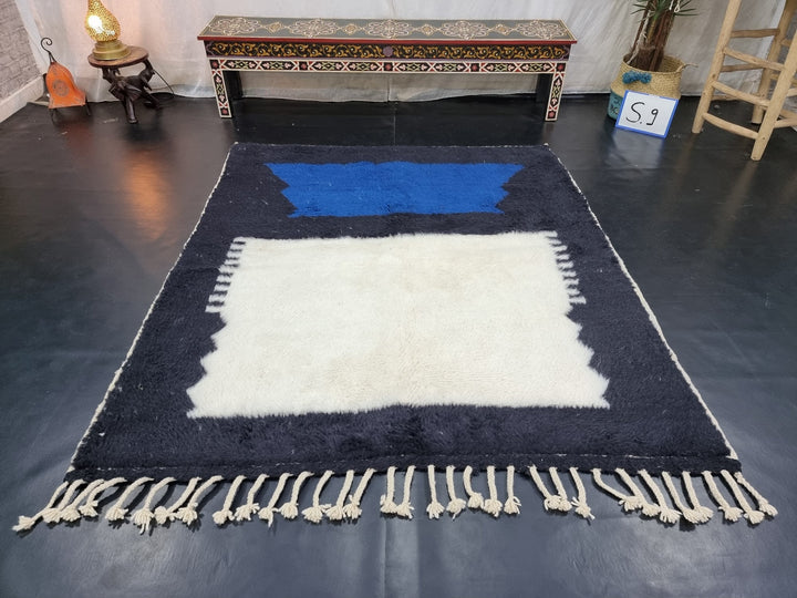 PRETTY BENIOURAIN RUG, Moroccan Rug , Royal Blue Rug, Abstract Berber Rug, Handmade Rug, Handwoven Rug, Area Rug, Bohemian Rug, Plain Rug