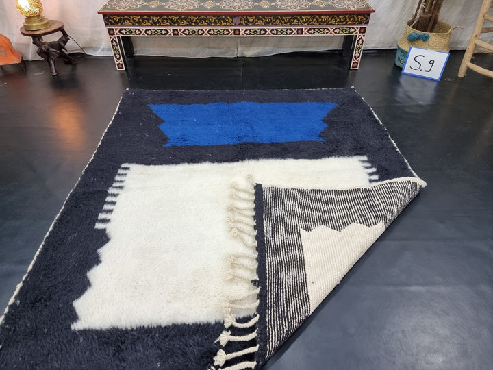 PRETTY BENIOURAIN RUG, Moroccan Rug , Royal Blue Rug, Abstract Berber Rug, Handmade Rug, Handwoven Rug, Area Rug, Bohemian Rug, Plain Rug